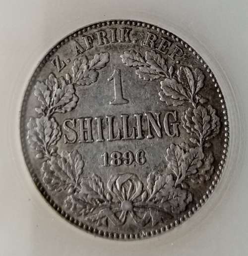 Higher grade 1896 ZAR Kruger silver shilling SACGS XF45