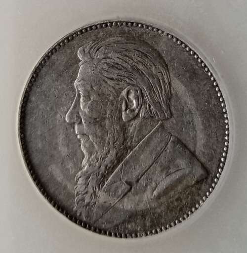 Higher grade 1896 ZAR Kruger silver shilling SACGS XF45
