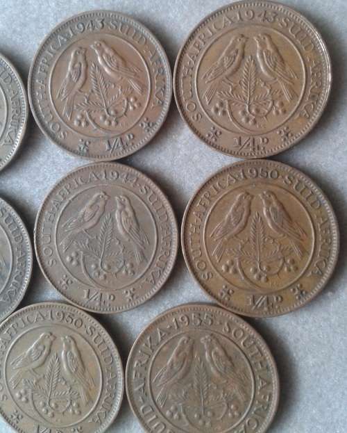 Lot of 8 union 1/4 Pennies (1943-1955)