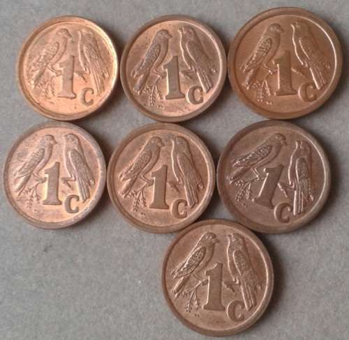 Sequential 1990-1996 1c set (7 coins)