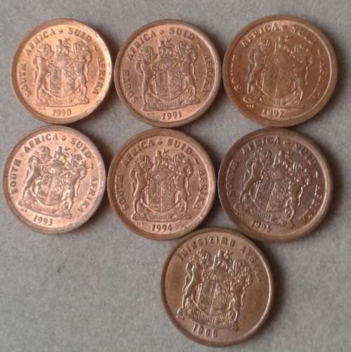 Sequential 1990-1996 1c set (7 coins)