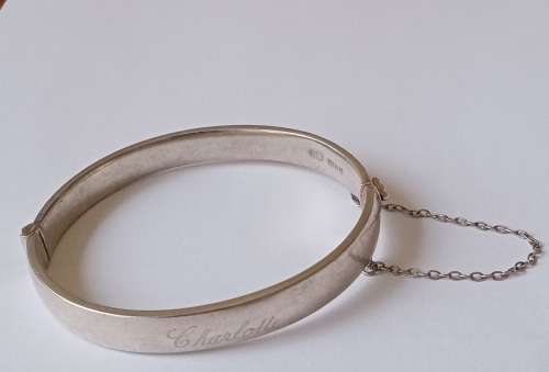 Stunning 1959 George Jensen silver engraved hinged bangle