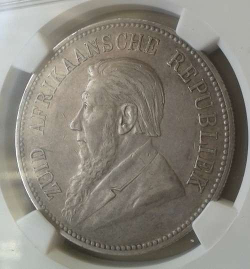 Nice 1892 ZAR Kruger single shaft 5 Shillings NGC XF40 (High grade)