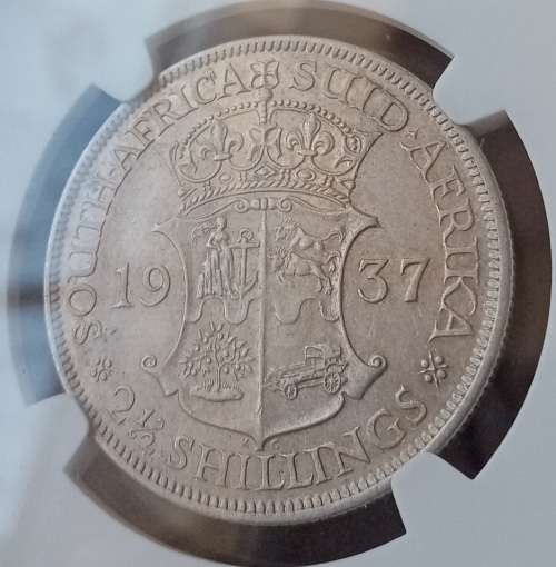 Excellent 1937 union silver 2 1/2 Shillings NGC AU53 (Only 1)