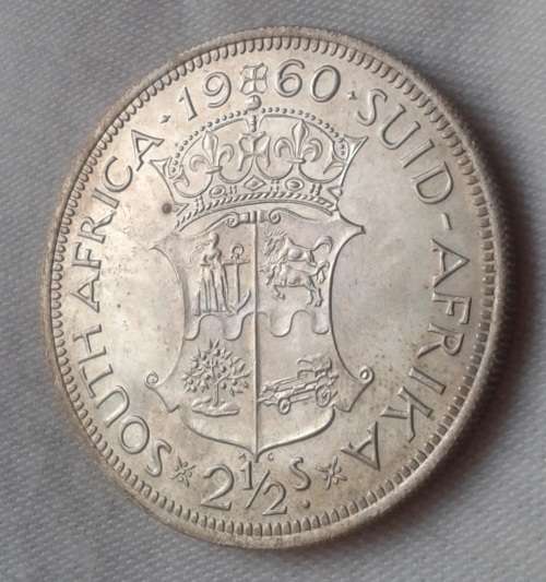 Scarce 1960 union uncirculated silver 2 1/2 Shillings (low mintage)