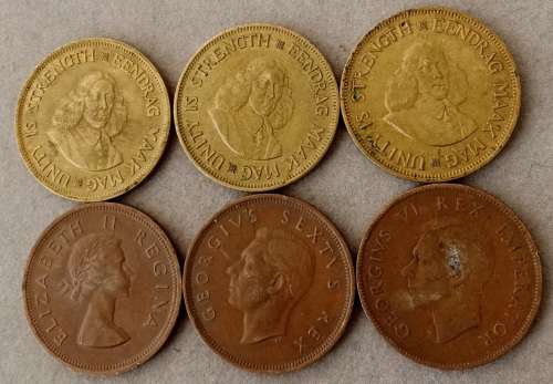 Lot of 6 old S.A coins 1961/59