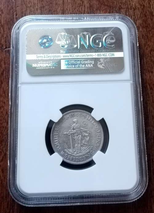 Scarce 1945 union silver shilling NGC graded XF details (Only 1)