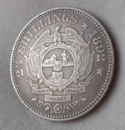 Scarce 1892 ZAR Kruger silver 2 1/2 Shillings in VF