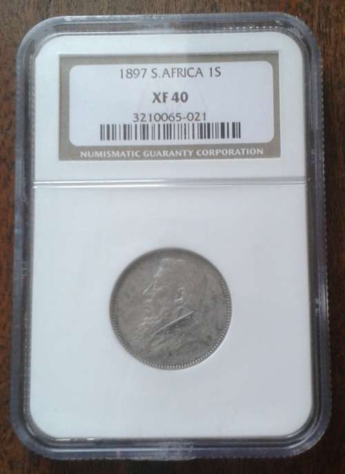 Nice 1897 ZAR Kruger silver shilling NGC XF40