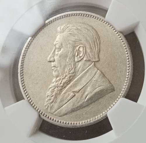 Excellent 1897 ZAR Kruger silver 2 Shillings NGC AU50