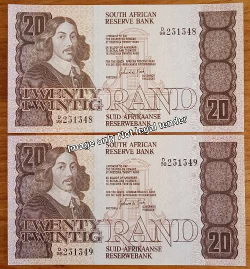 1980s Set of 2 uncirculated notes in sequence