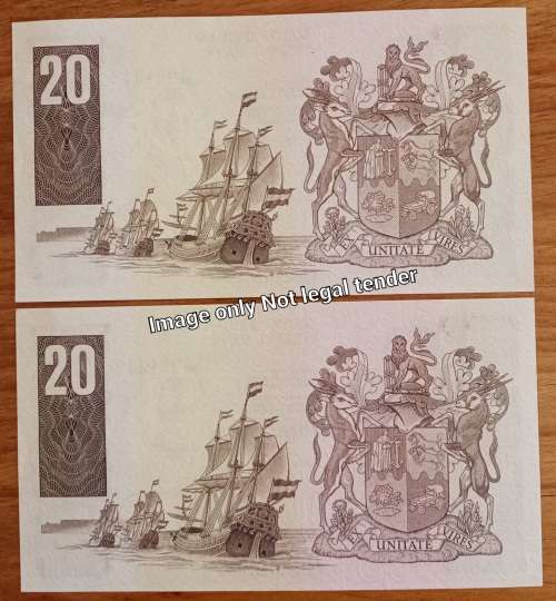 1980s Set of 2 uncirculated notes in sequence