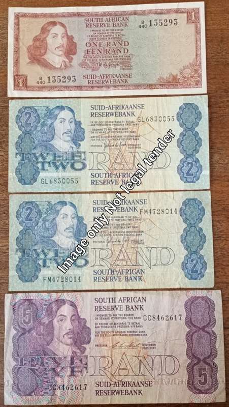 Lot of x4 old S.A notes R1/R2/R5