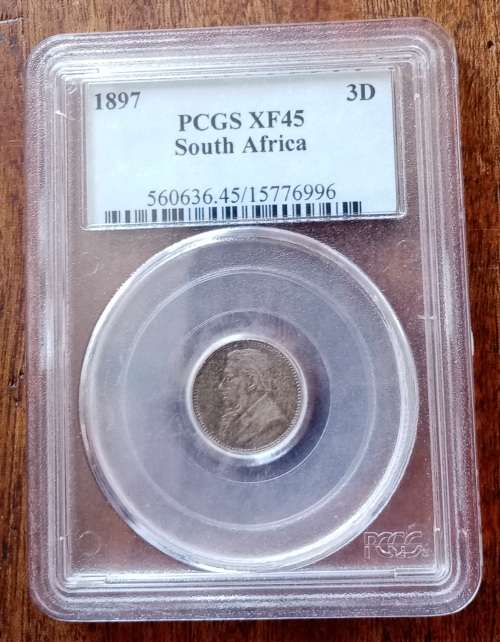 Nice 1897 ZAR Kruger silver tickey PCGS XF45