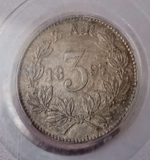 Nice 1897 ZAR Kruger silver tickey PCGS XF45
