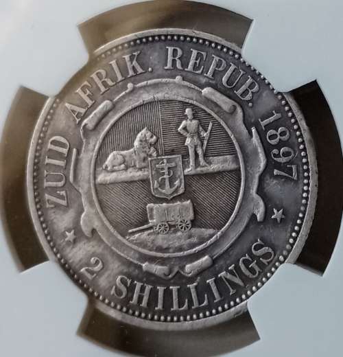 Nice 1897 ZAR Kruger silver 2 Shillings NGC XF45