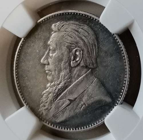 Higher grade 1897 ZAR Kruger silver shilling NGC XF45