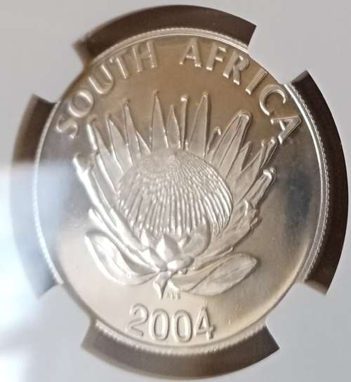 Rare 2004 Democracy unc silver R1 NGC MS65 (Kleynhans Collection)