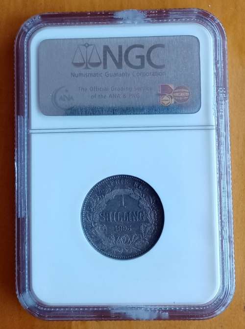 1895 ZAR Kruger silver shilling NGC XF40 (High cat value)