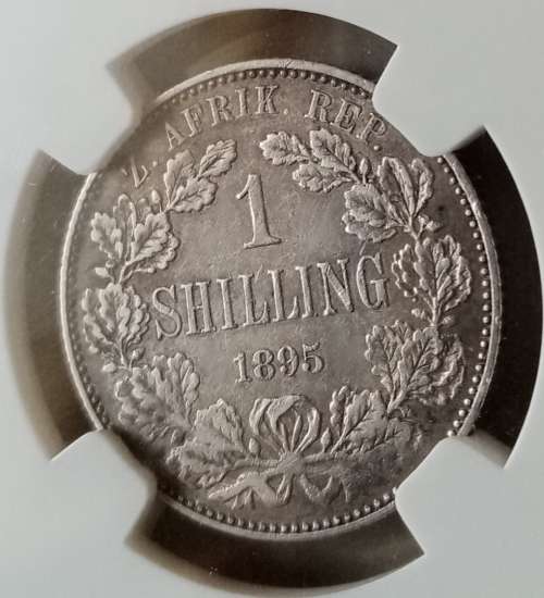 High grade 1895 ZAR Kruger silver shilling NGC XF40