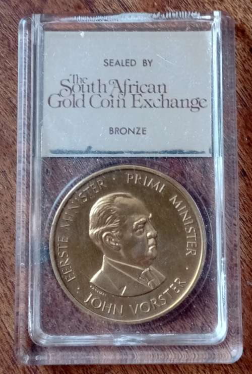 John Vorster P.M National Party 30th anniversary bronze medal in case
