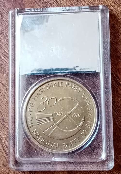 John Vorster P.M National Party 30th anniversary bronze medal in case