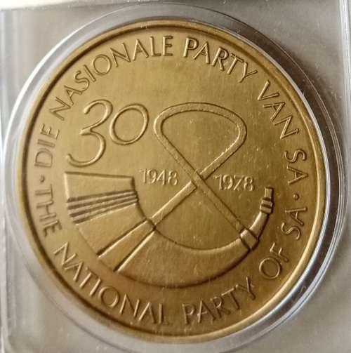John Vorster P.M National Party 30th anniversary bronze medal in case
