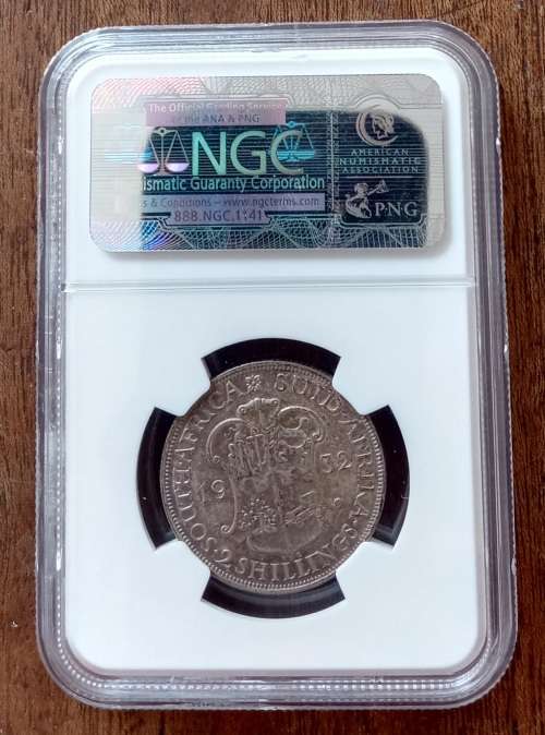 High grade 1932 union silver 2 Shillings NGC XF45