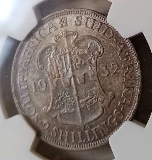 High grade 1932 union silver 2 Shillings NGC XF45