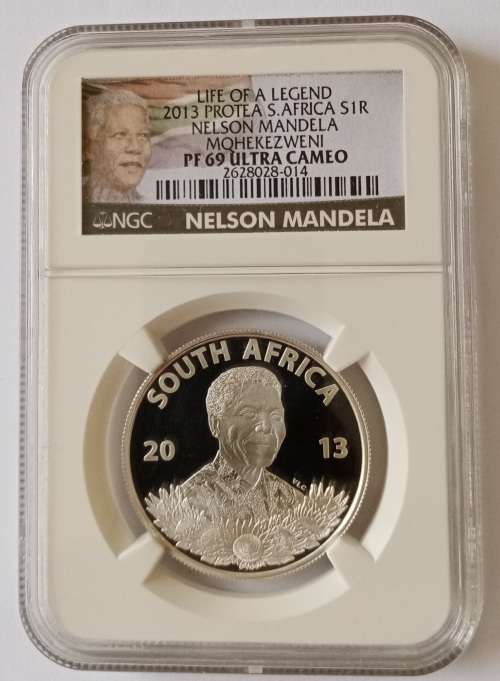 2013 Mandela proof silver R1 NGC PF69 Ultra Cameo