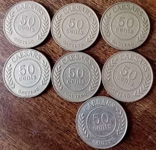 Lot of x7 Caesars Gauteng 50c casino tokens