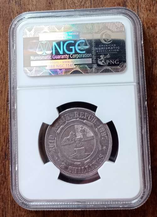 Nice 1897 ZAR Kruger silver 2 Shillings NGC XF40