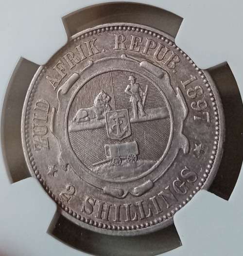 Nice 1897 ZAR Kruger silver 2 Shillings NGC XF40