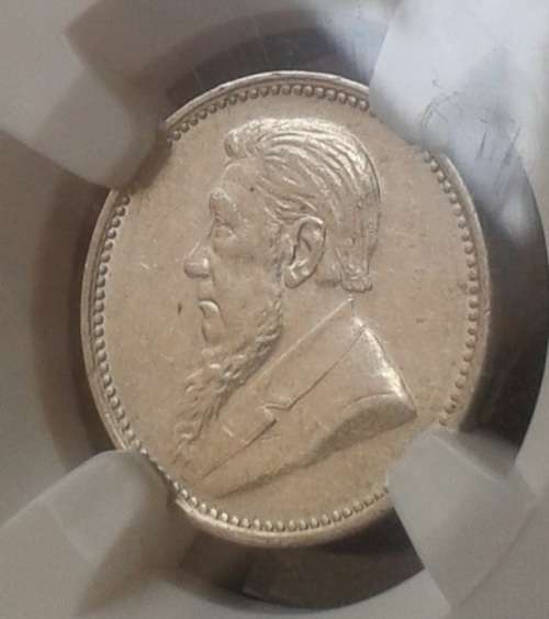 High grade 1896 ZAR Kruger silver tickey NGC AU55