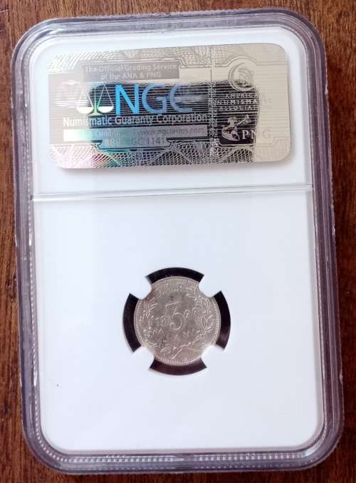 High grade 1896 ZAR Kruger silver tickey NGC AU55