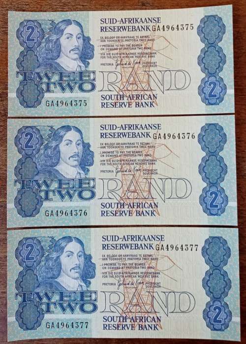 Set of 3 uncirculated 1980s R2 notes in sequence