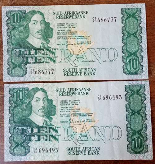 Set of 2 GPC de Kock 1980s R10 notes