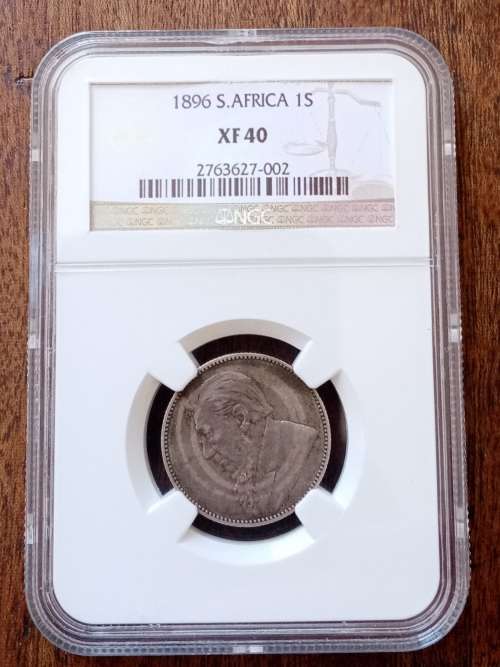 High grade 1896 ZAR Kruger silver shilling NGC XF40
