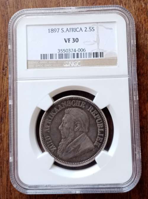 1897 ZAR Kruger silver 2 1/2 Shillings NGC VF30