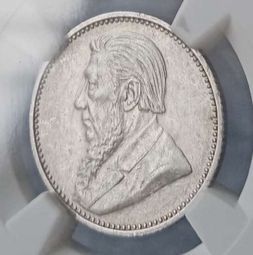 High grade 1897 ZAR Kruger silver sixpence NGC AU50