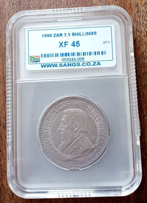 Nice 1896 ZAR Kruger silver 2 1/2 Shillings SANGS XF45