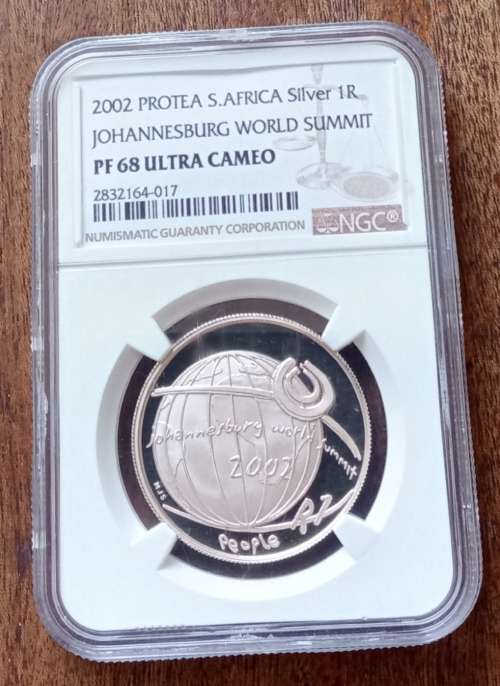 2002 JHB World Summit proof silver R1 NGC PF68 Ultra Cameo (high grade)