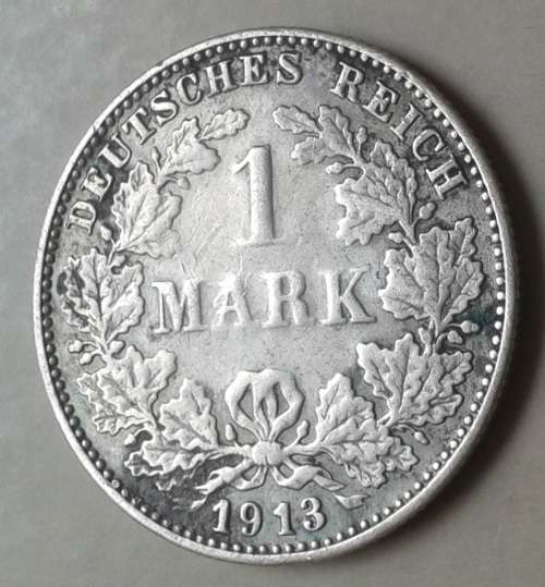 Scarce 1913 G German Empire silver 1 Mark in VF