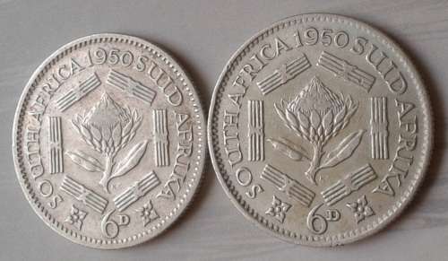 1950 Union silver sixpence as per images