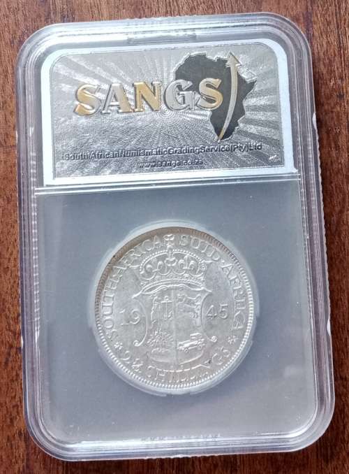 High grade 1945 union silver 2 1/2 Shillings SANGS AU55