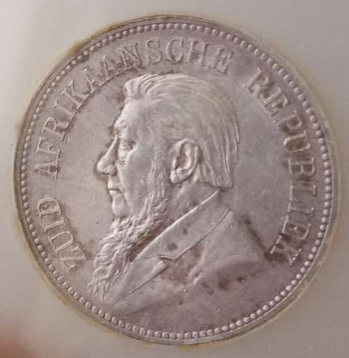 1892 ZAR Kruger single shaft 5 Shillings SANGS AU53