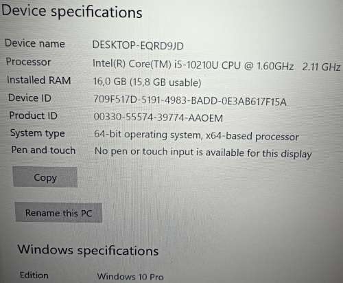 Fast Lenovo Thinkpad L14*i5*10210U*10th Gen*16GB DDR4*1000GB HDD