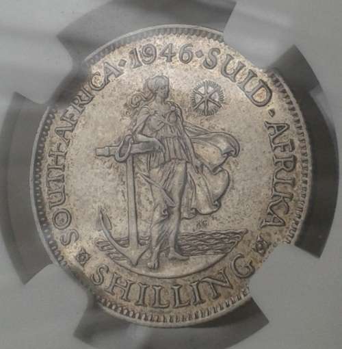 Scarce 1946 union silver shilling NGC XF45