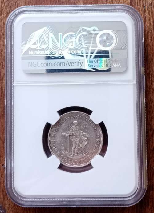 Scarce 1946 union silver shilling NGC XF45
