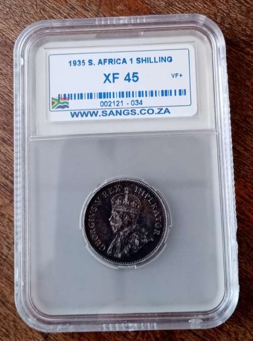 1935 Union silver shilling SANGS XF45